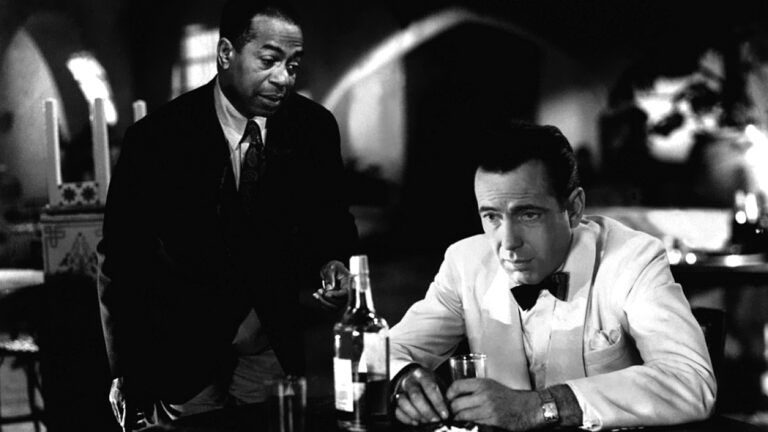Humphrey Bogart and Dooley Wilson in a scene from "Casablanca"
