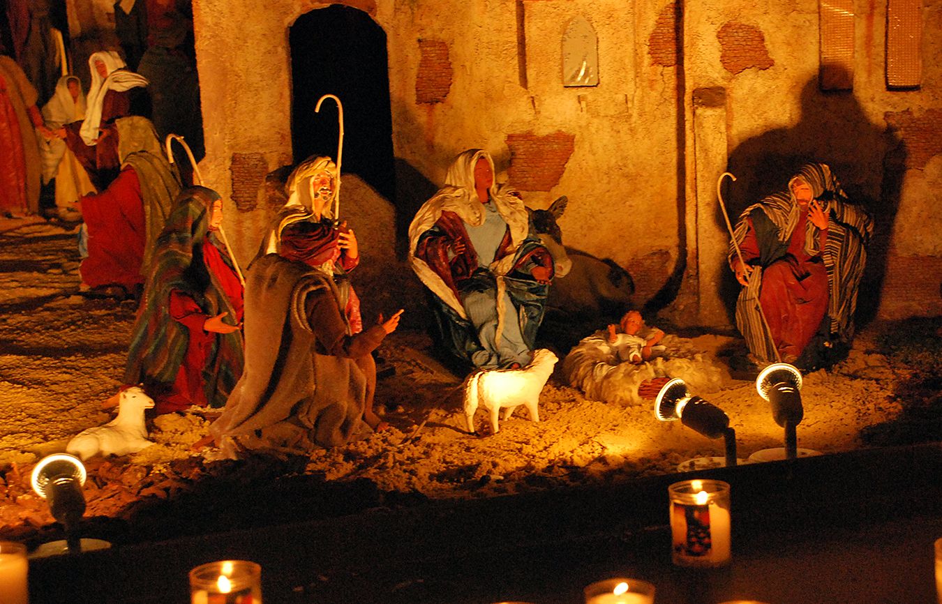 A Nativity scene made up of santons from the Provence region