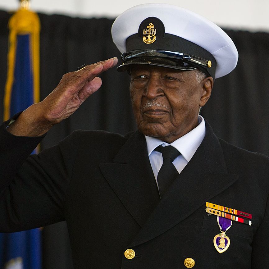 Carl Clark, recipient of the Navy and Marine Corps Commendation Medal