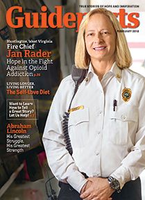 Fire chief Jan Rader on the cover of the Feb 2018 issue of Guideposts