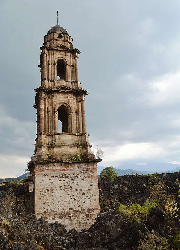 The San Juan Parangaricutiro Church, Mexico