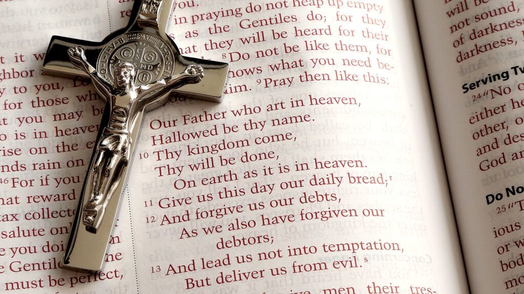 The Lord's Prayer and a crucifix