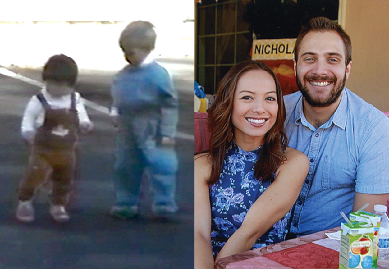 Serina Reed and husband Mitchell, then and now