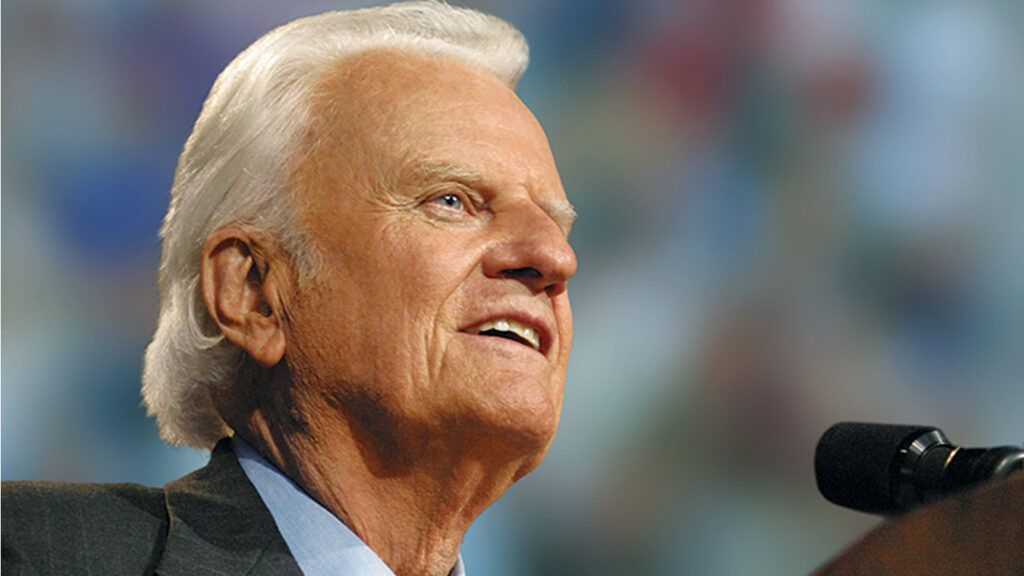 Billy Graham speaking to an audience