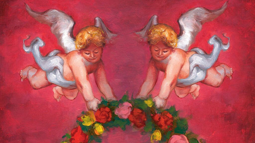 Easter wreath and two guardian angels