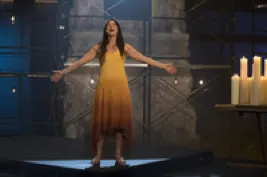 Sara Bareilles performing on Jesus Christ Superstar.