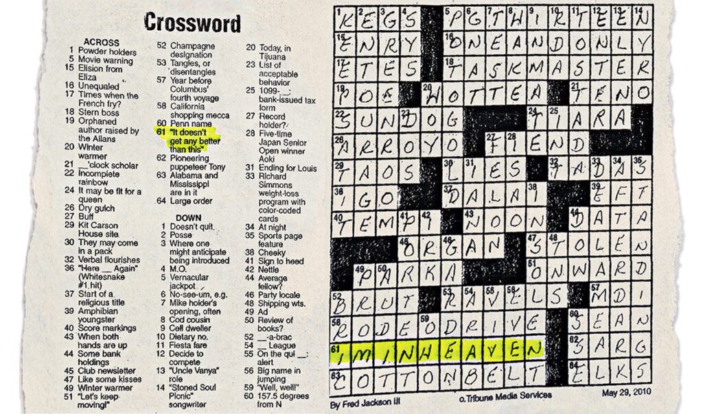 The crossword puzzle that let Rick know his friend Rich was ok.