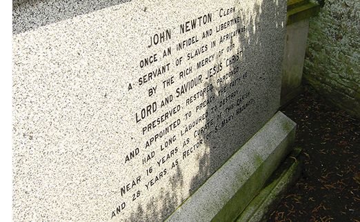 The grave stone of John Newton at the Church of St. Peter and Paul in Olney, England