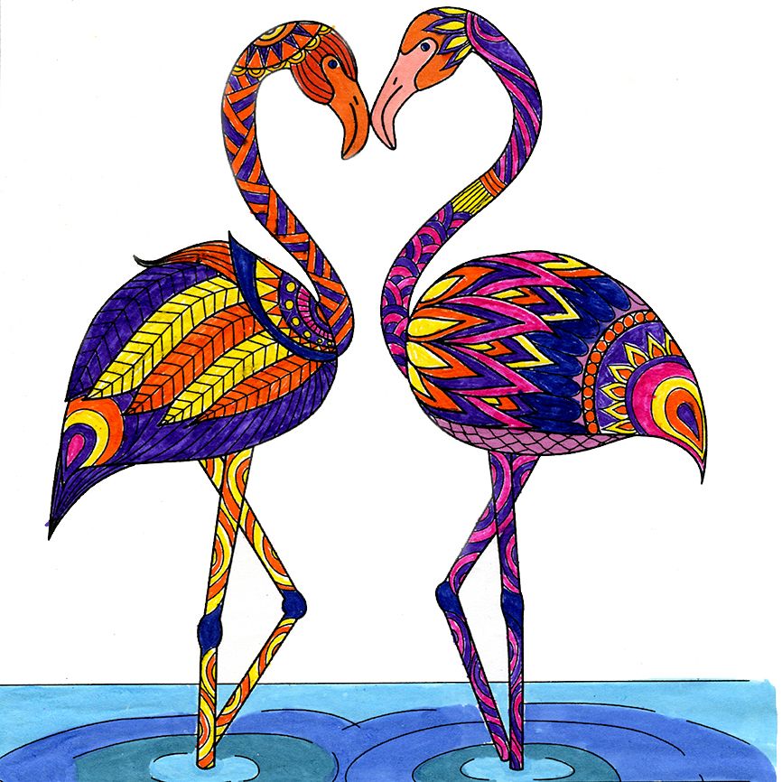 Flamingos colored by Dianne Sander, Waco, Texas