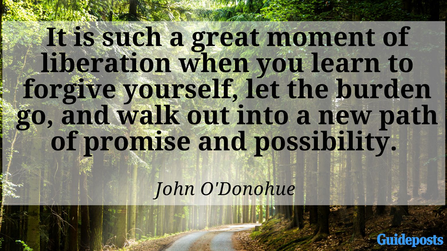It is such a great moment of liberation when you learn to forgive yourself, let the burden go, and walk out into a new path of promise and possibility. ― John O'Donohue