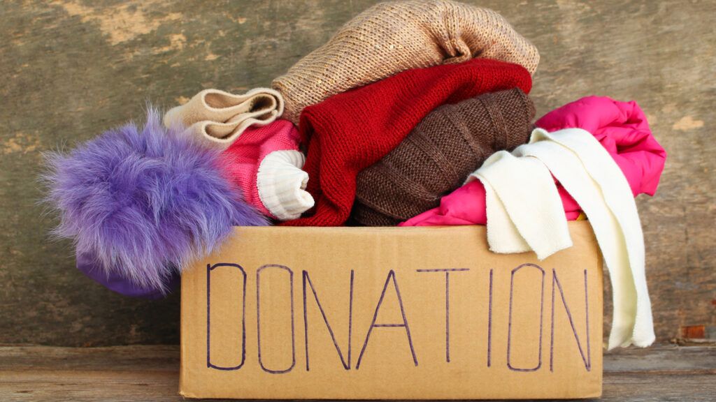 Donation box with clothes.