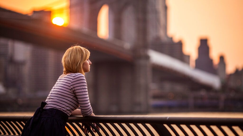 Woman at Brooklyn Bridge