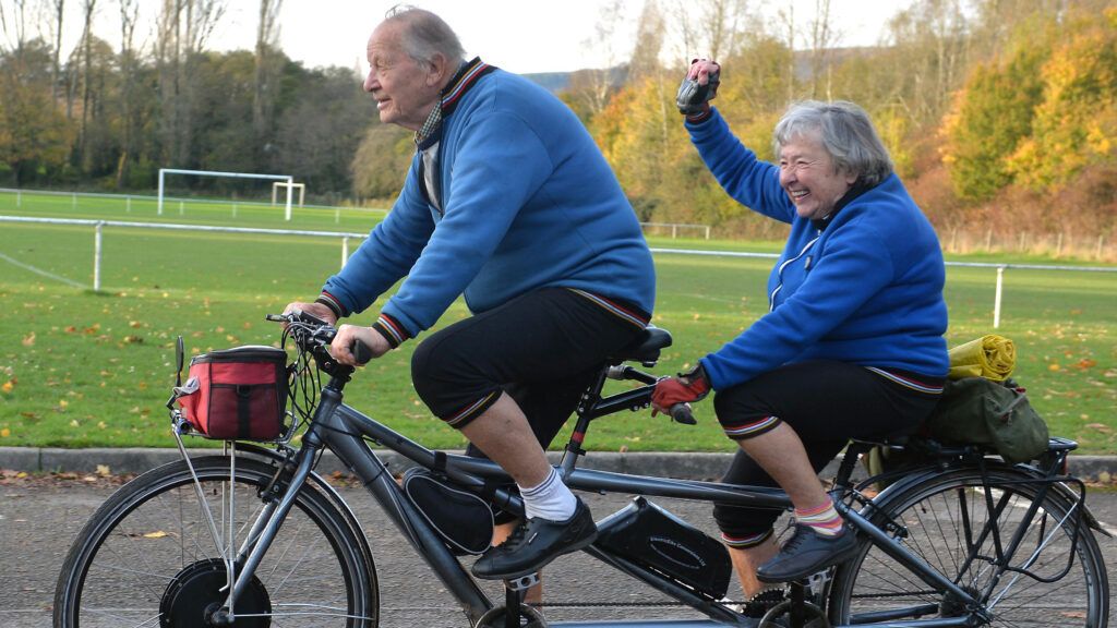 Britain's oldest tandem riders are still hopping on their "bicycle made for two" - with a combined grand old age of 177.