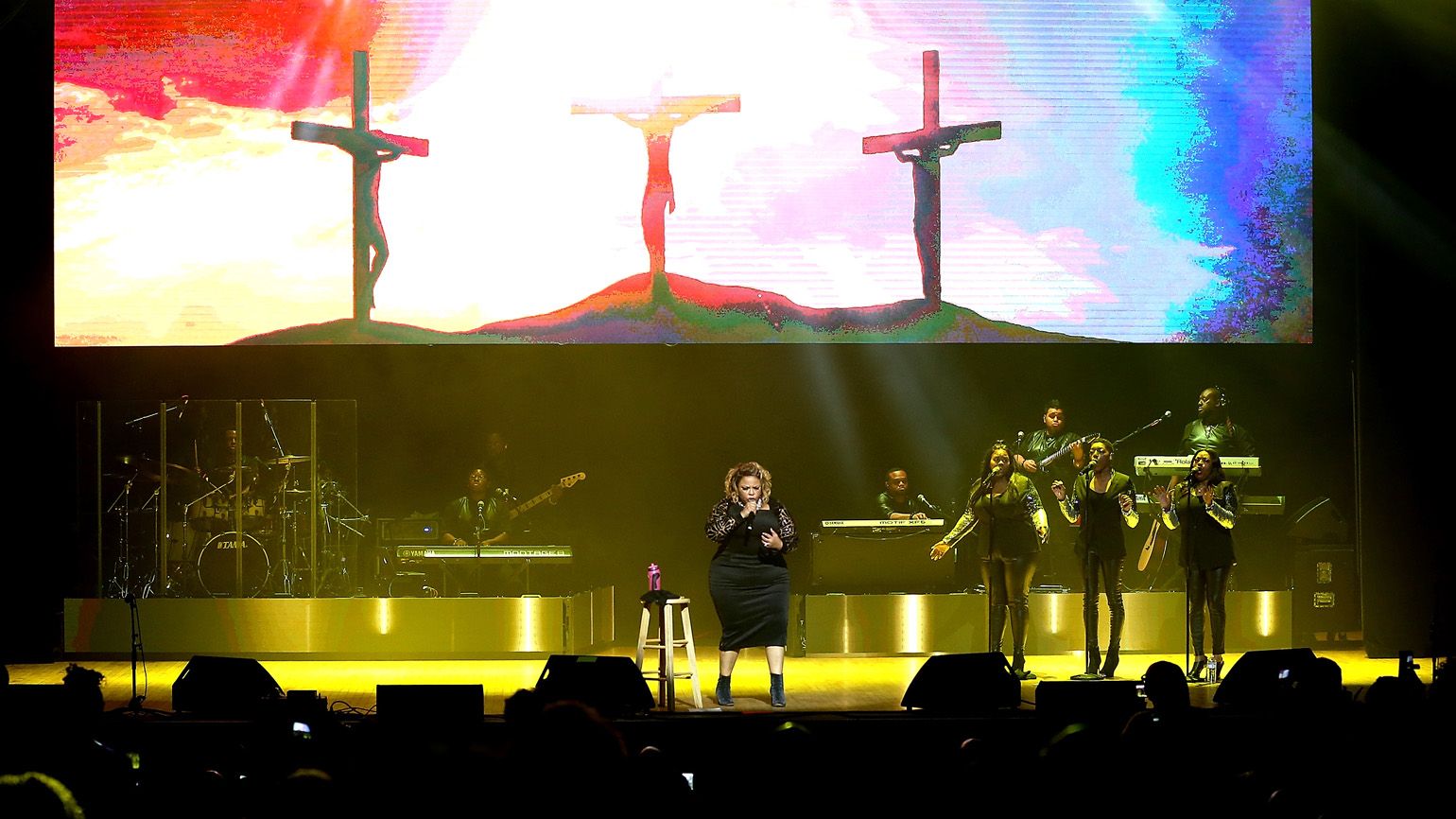 Tamela Mann performs on stage during the "Us Against The World" tour.