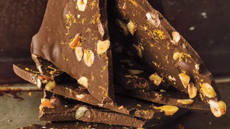 Hazelnut, Coffee and Orange Zest Chocolate Bark