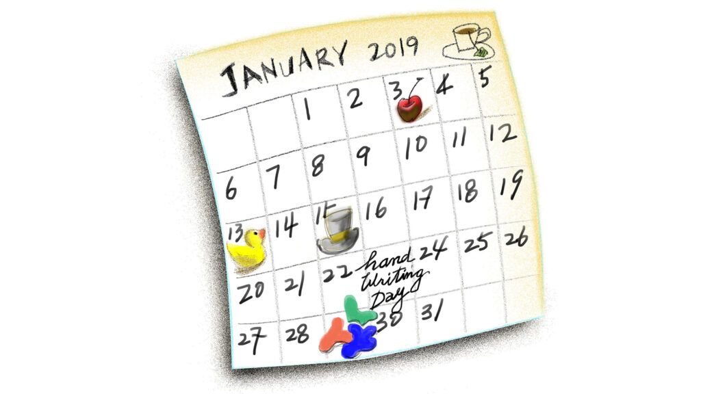 A January 2019 calendar with various events.