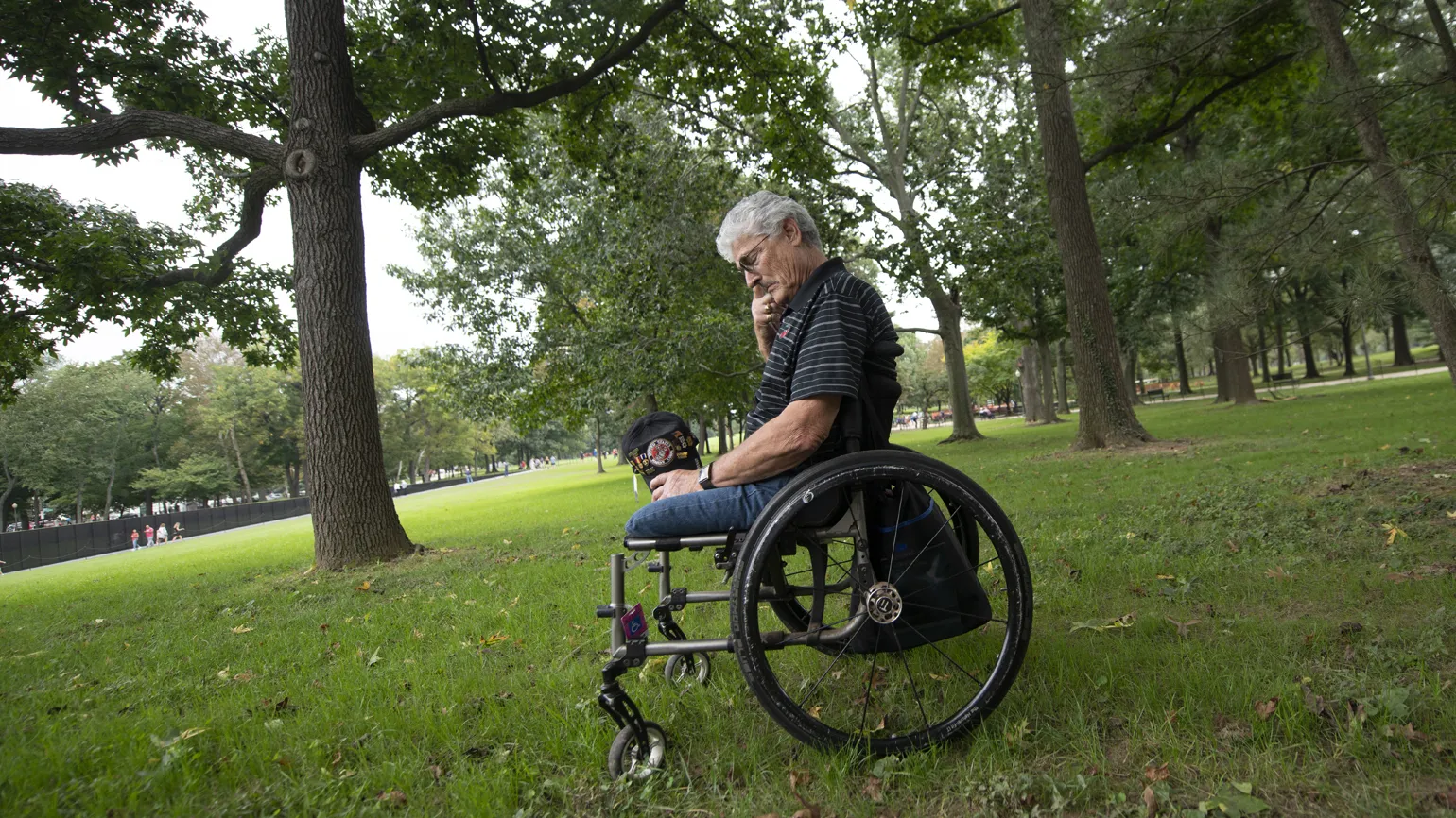 Eddie ponders the lessons learned during his visit to  the Vietnam Veterans Memorial