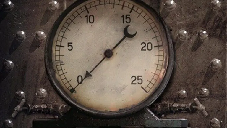 A pressure gauge on an old furnace