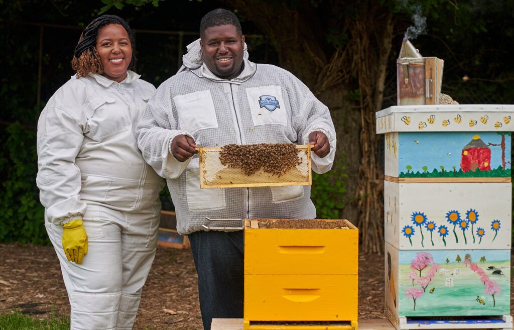 Detroit beekeepers Nicole Lindsey and Timothy Paule