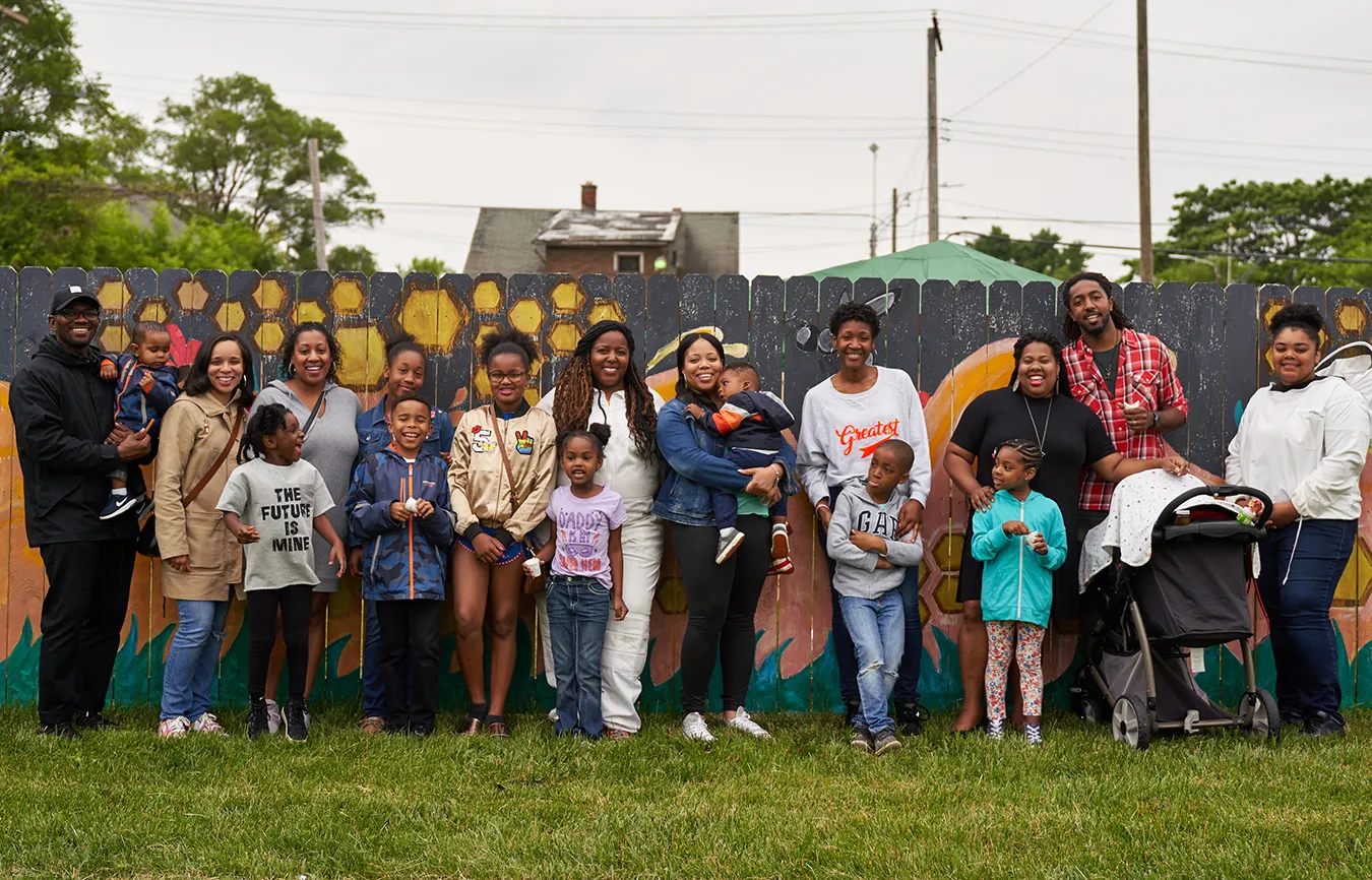 Timoth and Nicole with members of their community