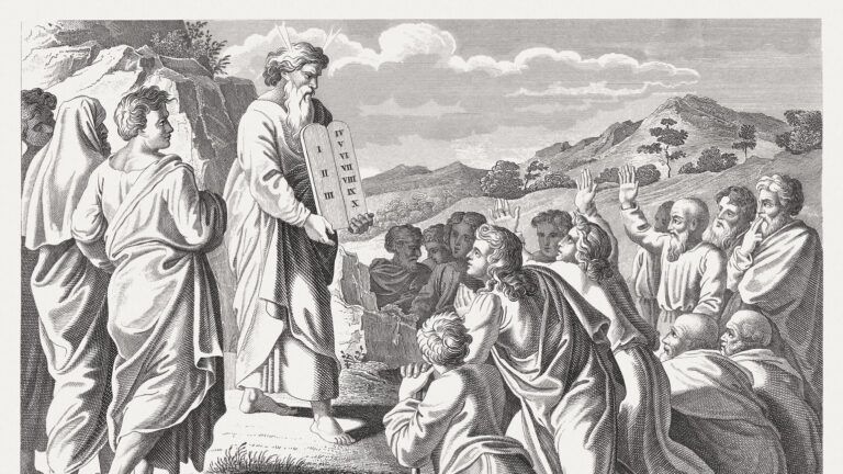 Artwork of Moses and the tablet showing how to fast according to the Bible