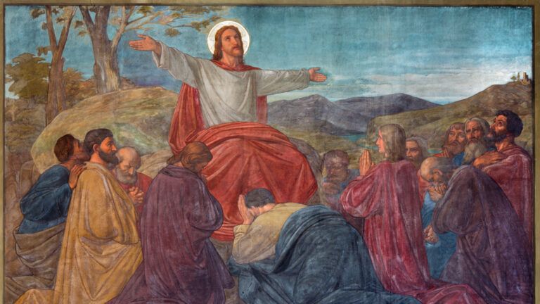 Painting of Jesus teaching how to fast according to the Bible