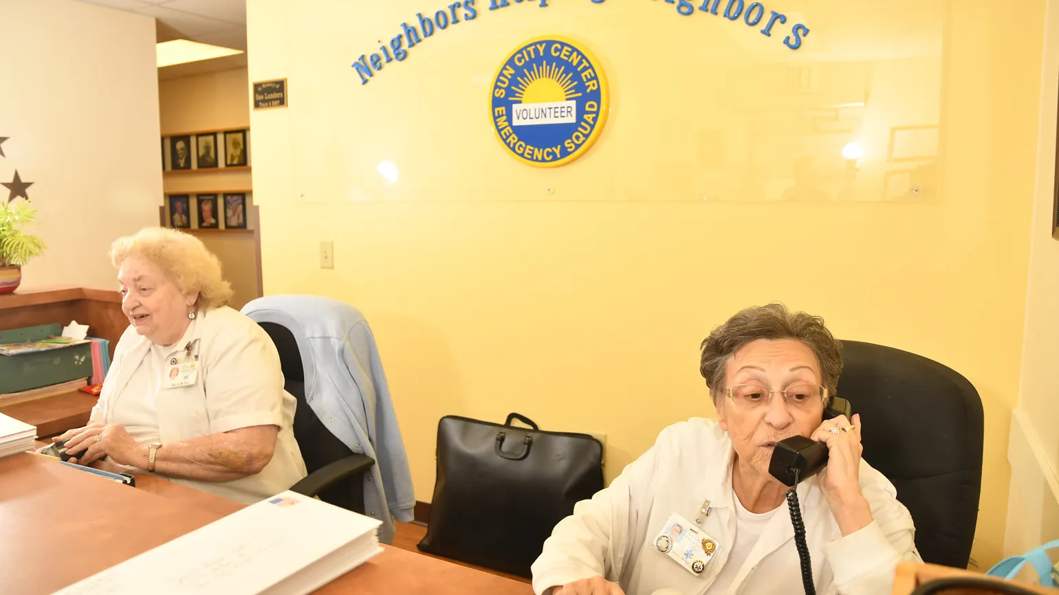 These front desk workers are in charge of administrative work and loan out wheelchairs and crutches for those in need.