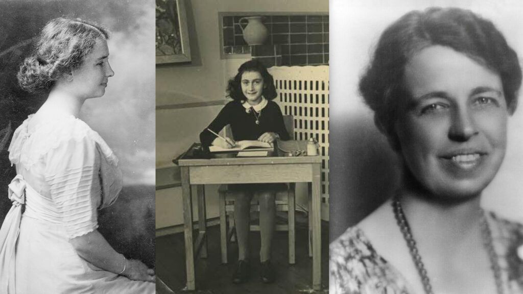Left: Helen Keller, Middle: Anne Frank, Right: Eleanor Roosevelt