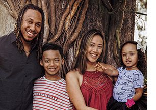 Trent today with his wife, Maria, and their children, Tristan and Maya