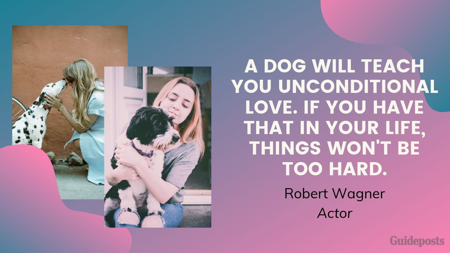 Sentimental Dog Quote: A dog will teach you unconditional love. If you have that in your life, things won't be too hard. —Robert Wagner, Actor dog lover