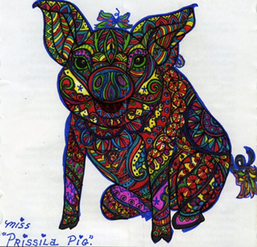 Pig colored by L. Dyvan, Galveston, Texas