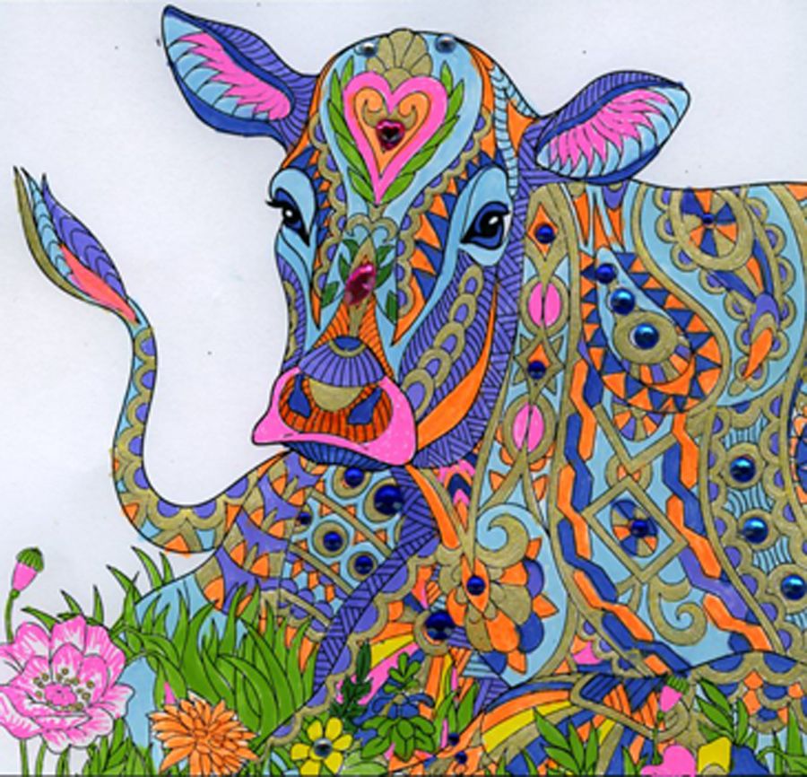 Cow colored by Ruth Redmond, Vancouver, Washington