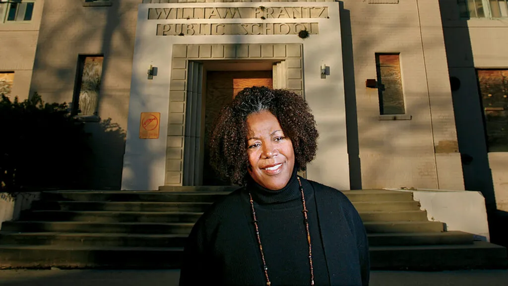 Ruby Bridges Hall in front of WIlliam Frantz Public School