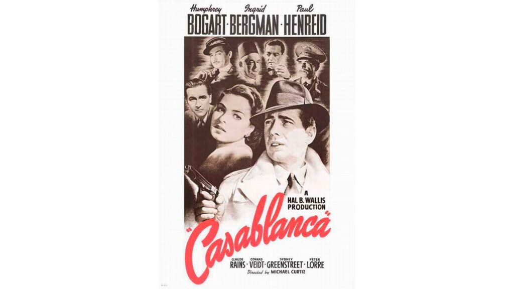 Original theatrical release poster for the film Casablanca (1942).