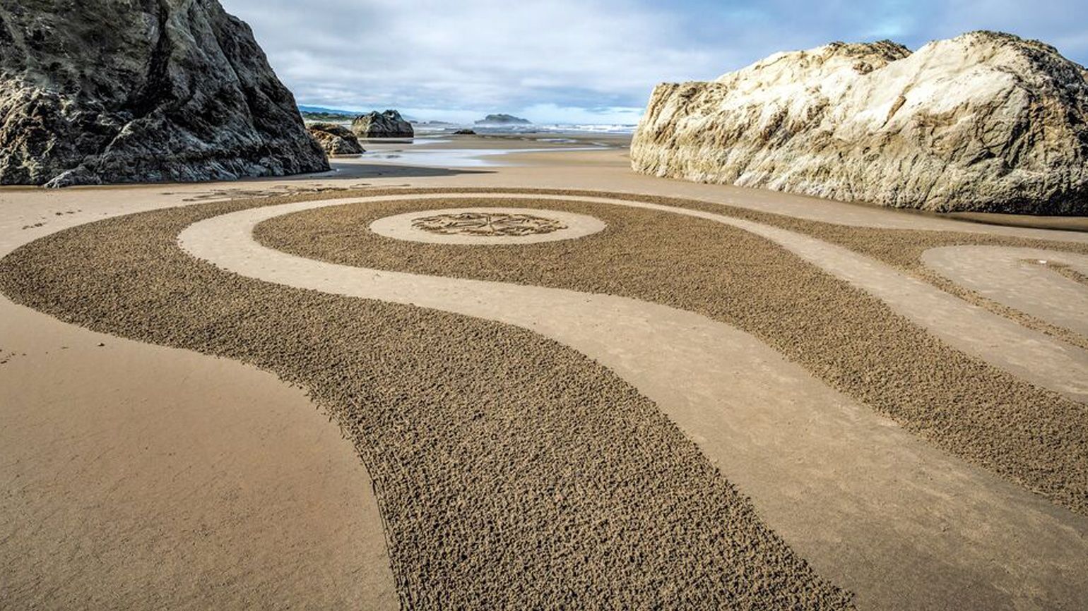A dreamfield on an Oregon beach crafted by Denny Dyke.