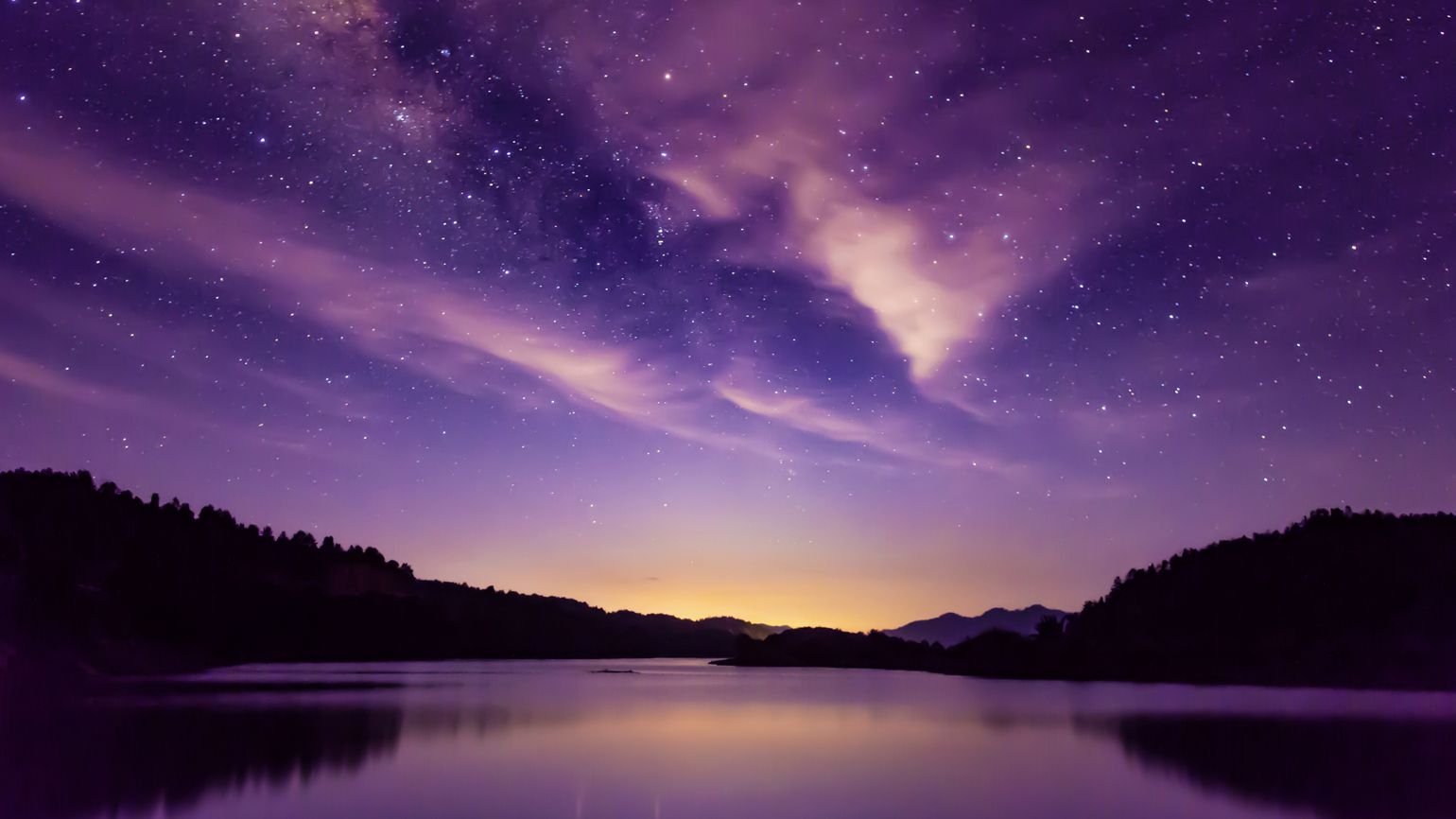 Scene of milky way and starry sky on high mountains in summer, South China