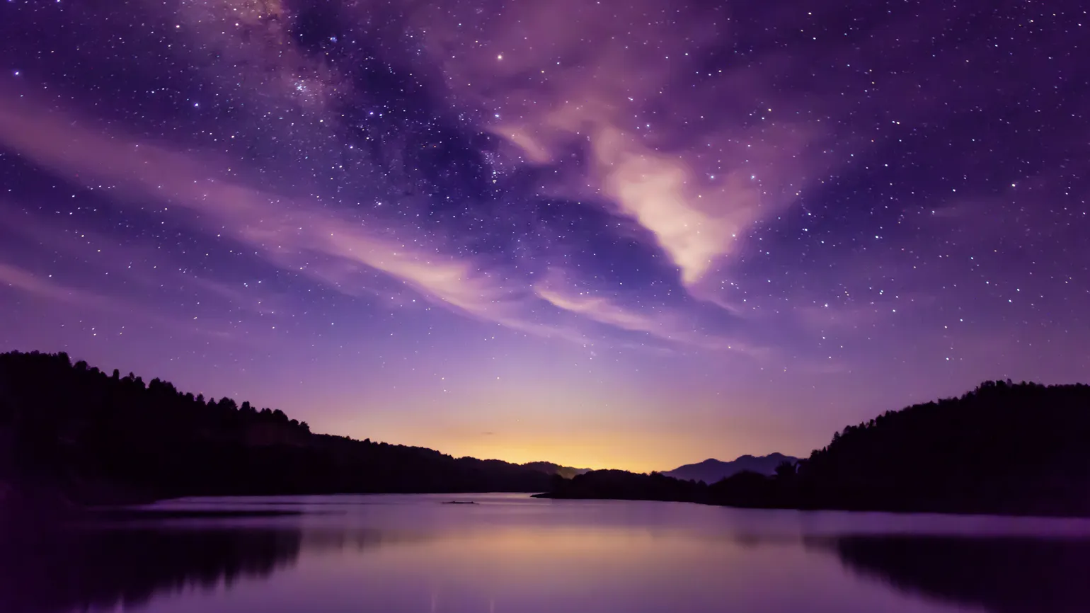 Scene of milky way and starry sky on high mountains in summer, South China