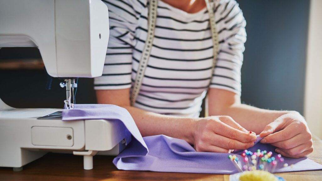Woman using a sewing machine