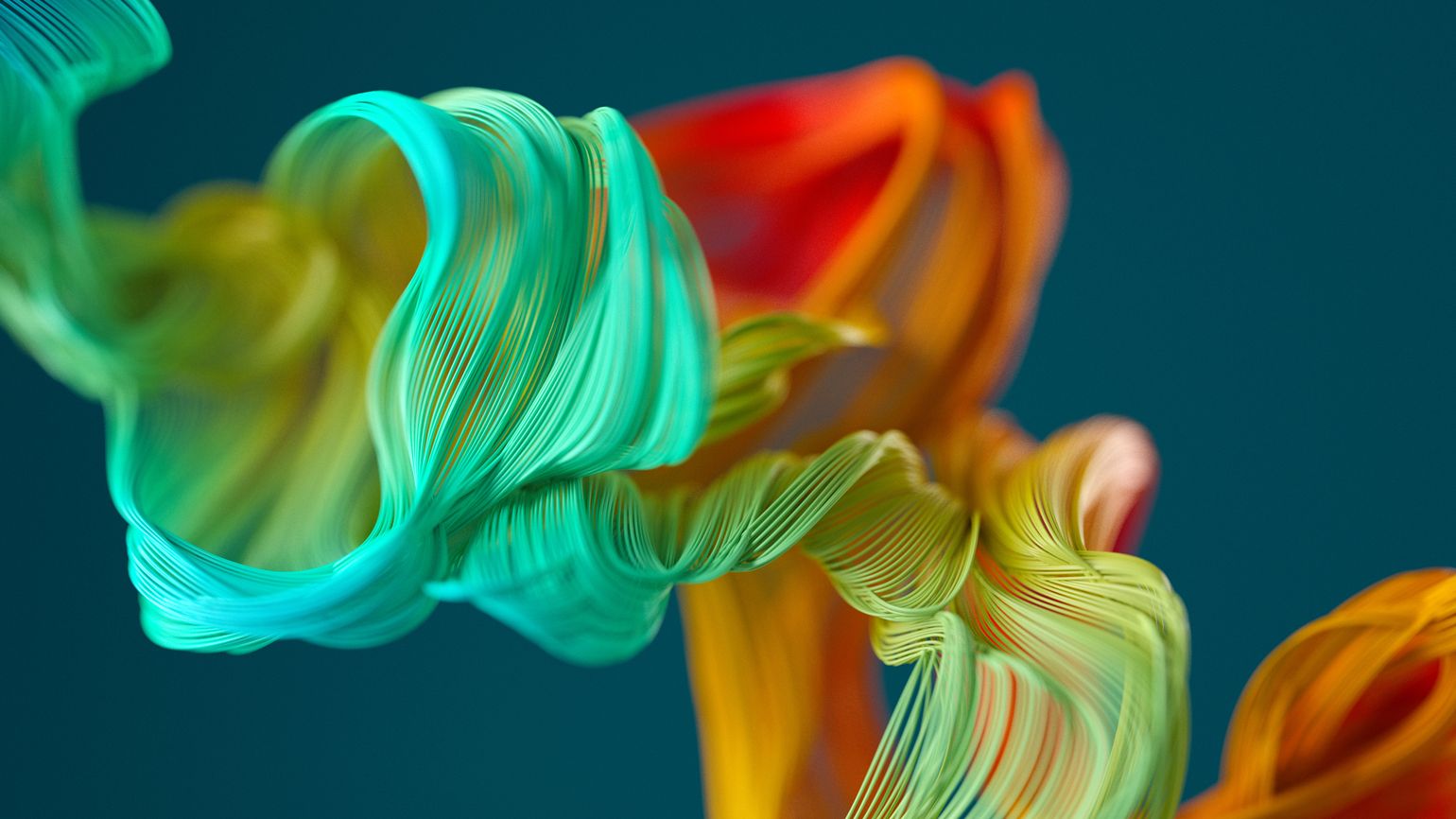 Abstract wavy, colorful object.