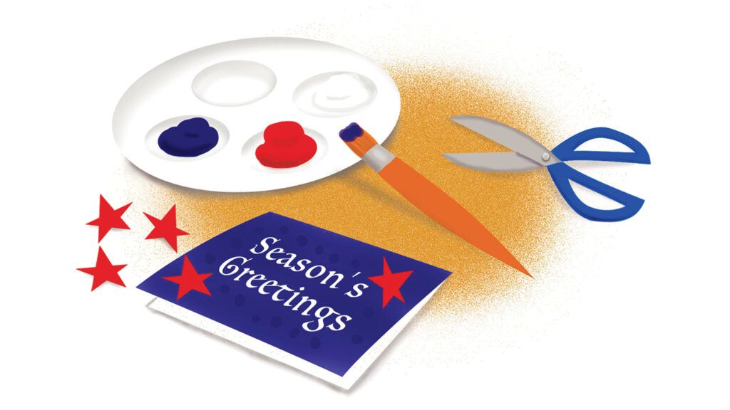 An artist's rendering of a patriotic Season's Greetings card.