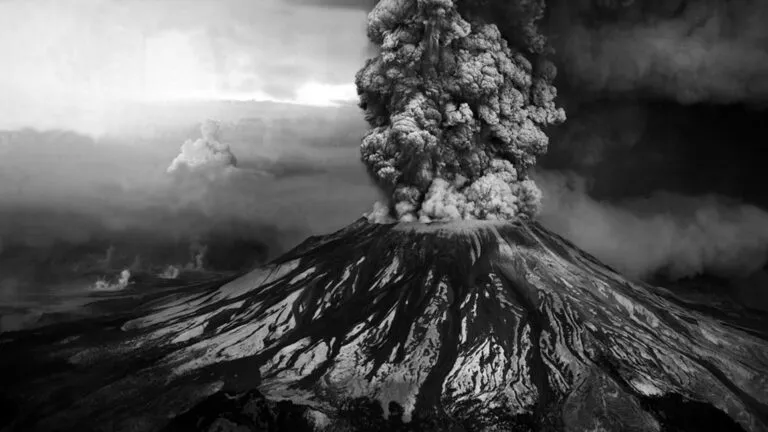 Mount St. Helens, hours after it erupted