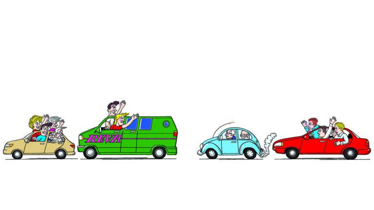 Illustration of four colorful cars