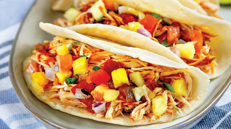 Slow Cooker Cilantro-Lime Chicken Tacos with Pineapple Salsa