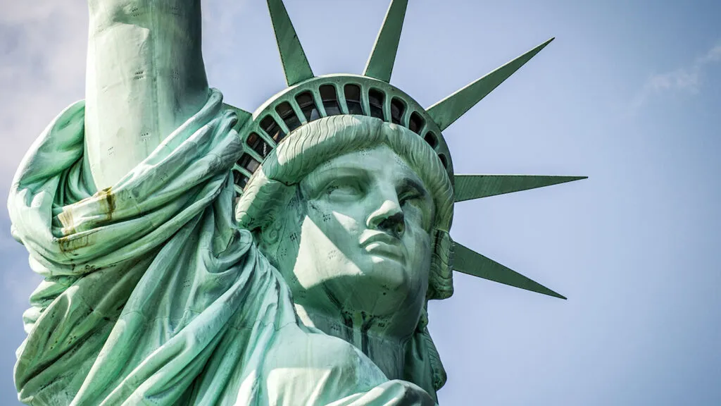 The Statue of Liberty in New York harbor