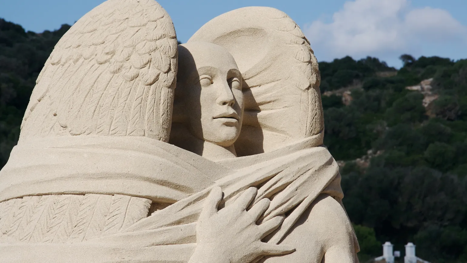 These sand sculptures were taken on a beach in Menorca. They were part of a competition to find the best one.