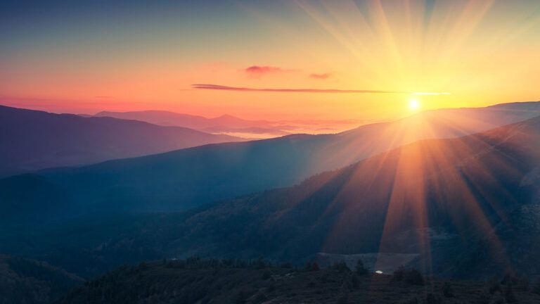 Sunrise over mountaintops