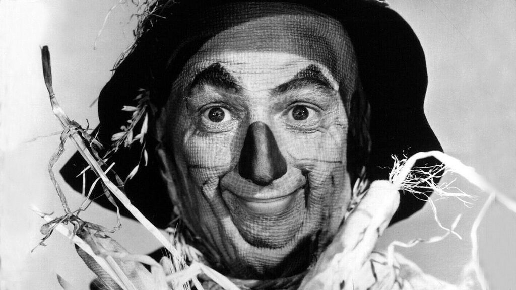 Ray Bolger in his most famous role, the Scarecrow from The Wizard of Oz