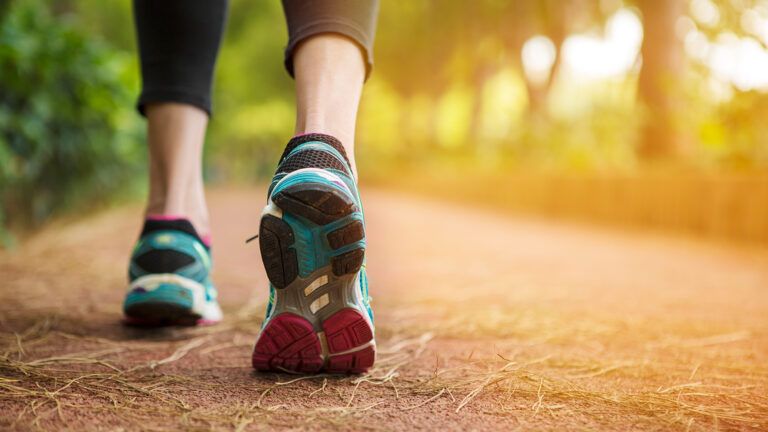 A woman walks for exercise