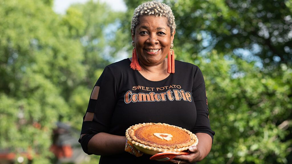 Rose McGee with her famous sweet potato pies; photo by Matthew Gilson