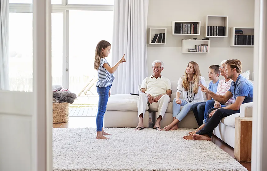 Family playing charades